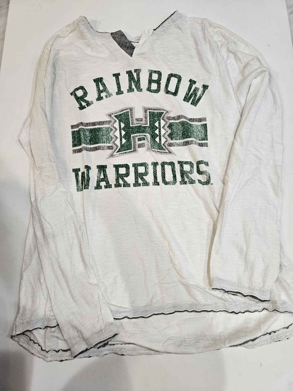 Rainbow Warriors White Long Sleeve Tee with Green Graphic